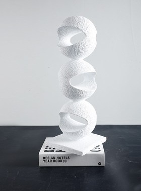 现代简约抽象艺术极简白色砂岩创意F摆设工艺品家居客厅软装饰品