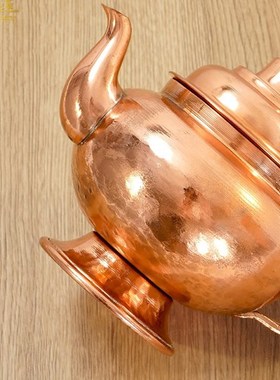 藏式工艺家用覆古红铜净水u壶供水壶酥油茶壶茶具摆件装饰双色可