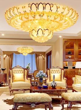 别墅客厅卧室水晶吸顶灯大堂宫殿圆形莲花灯家用现代轻奢房间