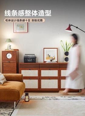 北欧风拼色九斗柜餐边柜靠墙一体卧室抽屉柜子实木斗柜储物收纳柜