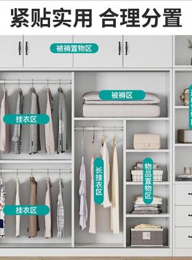 W*实木衣柜家用卧室出租房用现代简约经济型包安装储藏推拉门衣柜