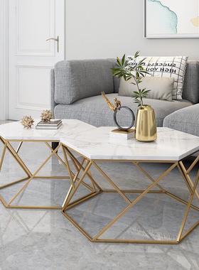 北欧轻奢简约大理石创意茶几铁艺现代客厅商务办公室会客接待茶几