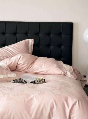 轻奢风100支长绒棉四件套全棉提花贡缎纯色裸睡床单被套床上用品