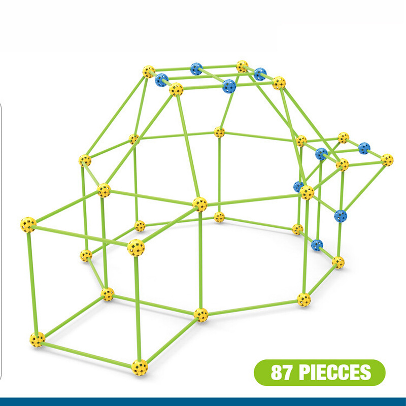 fort building kit儿童diy夜光插珠帐篷建筑游戏屋拼插积木玩具 - 图0