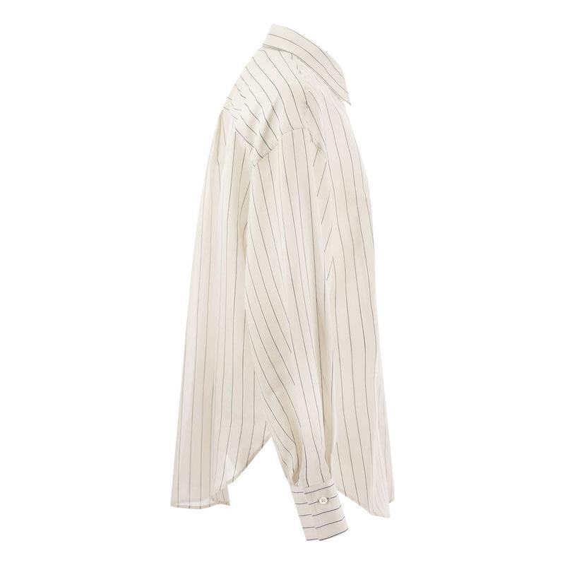 BRUNELLO CUCINELLI Sparkling Stripe cotton-silk poplin shir - 图1