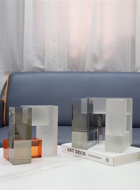 北欧创意简约立体水晶拼接方形摆件D办公室书房玄关客厅家居装饰