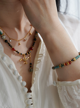 JoJo｜设计师款「许愿·神灯」松石玛瑙青金石虎眼石串珠项链手链