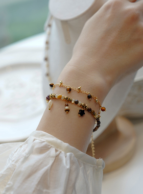 设计师款虎眼石天然贝壳吊坠项链