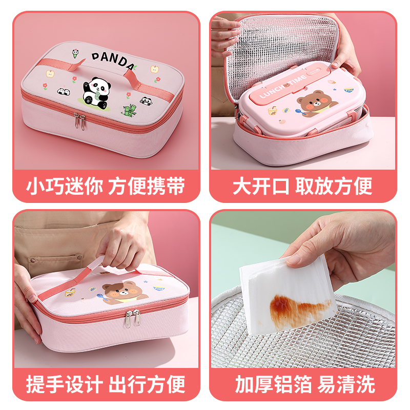 保温饭盒袋冬季学生带饭便当手提袋子上班便携加厚铝箔防水午餐包