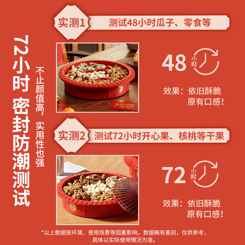 新年果盘客厅茶几家用水果盘零食干果收纳盒新中式喜庆瓜子糖果盒