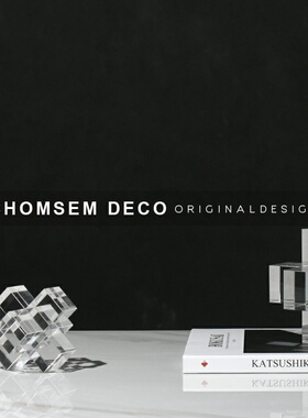 现代轻奢透明水晶十字软装饰品家居书房书镇摆件售楼X处样板房摆