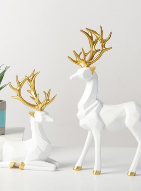 北欧风麋鹿e摆件家居装饰品创意客厅酒柜电视柜简约轻奢工艺品