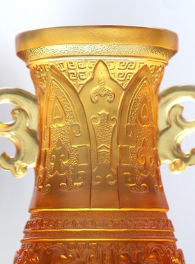 琉璃富贵平安花瓶摆件居家客厅酒柜办公摆放装饰商务开.业乔迁送