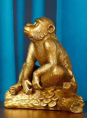 铜猴摆件猴子风水家居工艺品十二生肖猴吉祥物摆件办公室风水装饰