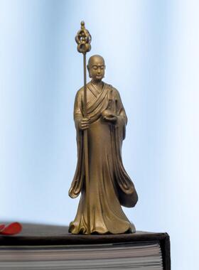 简修行纯黄铜地藏菩萨像九华山地藏王佛像摆件小号迷你精致随身佛