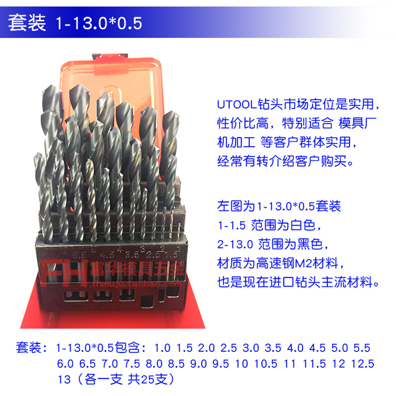 进口UTOOL钻头公英制麻花钻头11.2/11.3/11.4/11.5/11.6/11.7mm - 图2