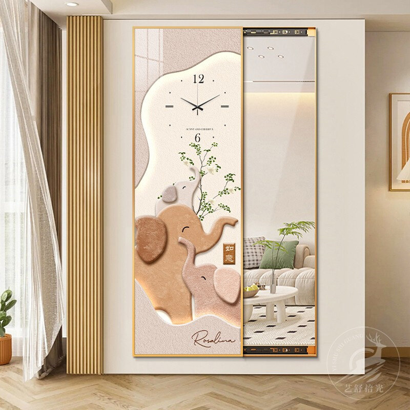 入户玄关装饰画隐藏式全身t镜客厅走廊钟表可推拉全身镜卧室试衣,淘宝优惠券,粉丝福利购,淘宝优惠卷