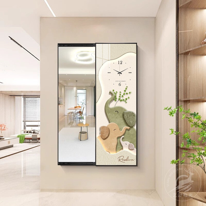 入户玄关装饰画隐藏式全身t镜客厅走廊钟表可推拉全身镜卧室试衣,淘宝优惠券,粉丝福利购,淘宝优惠卷