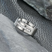Titanium Steel Mens Ring Fashion Micro-inlaid Zircon