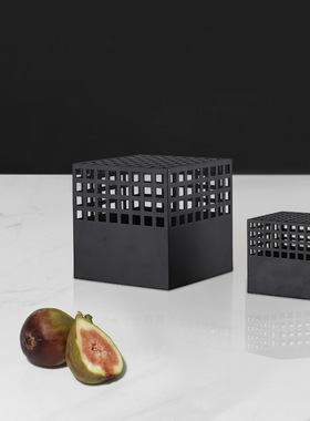 北欧黑色盒子摆件简约售楼处办公室桌Q面装饰品创意软装