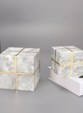 创意酒店样板间别k墅工程软装家居装饰纯铜天然大理石工艺品摆件