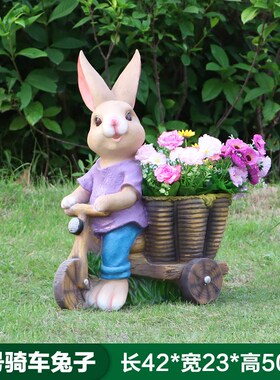 现货玻璃钢卡通兔子雕塑园林动物草坪装饰景观户外庭院.景观美陈