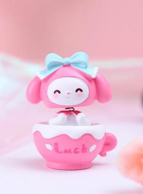 新款卡通ins少女心大耳萌宠乐园摇头摆件可爱杯子萌宠车载装饰品