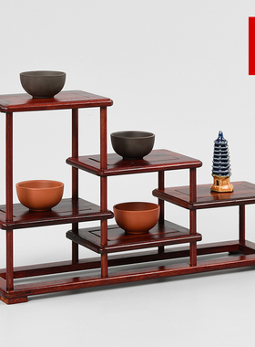 极速红木酸枝紫砂壶摆件工艺品花瓶茶壶多宝架P展示古董置物小博