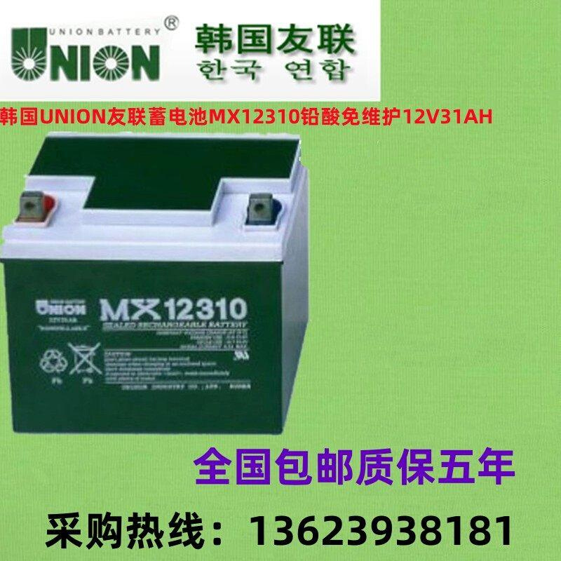 韩国UNION友联蓄电池MX12310铅酸免维护12V31AH机房UPS电源专用-图2