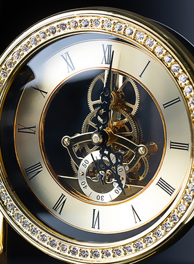 轻奢现代金属高档座钟家居客厅酒柜装G饰品摆件创意办公桌台式钟