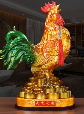 鎏金铜公鸡摆件大吉大利工艺品十二生肖招财金鸡吉祥物.摆设装饰