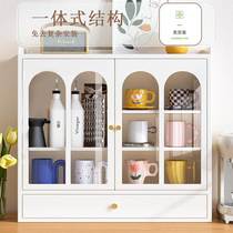 White Method Tea Cup Cabinet Dust Cup Rack Iron Art Dining Side Cabinet Shelve Shelf Totally Enclosed With Cup Containing