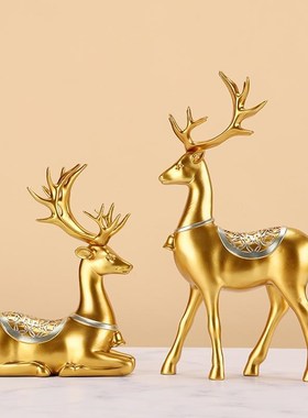 招财鹿摆件轻奢创意家居家装饰品室内客厅酒柜茶W几电视柜玄关