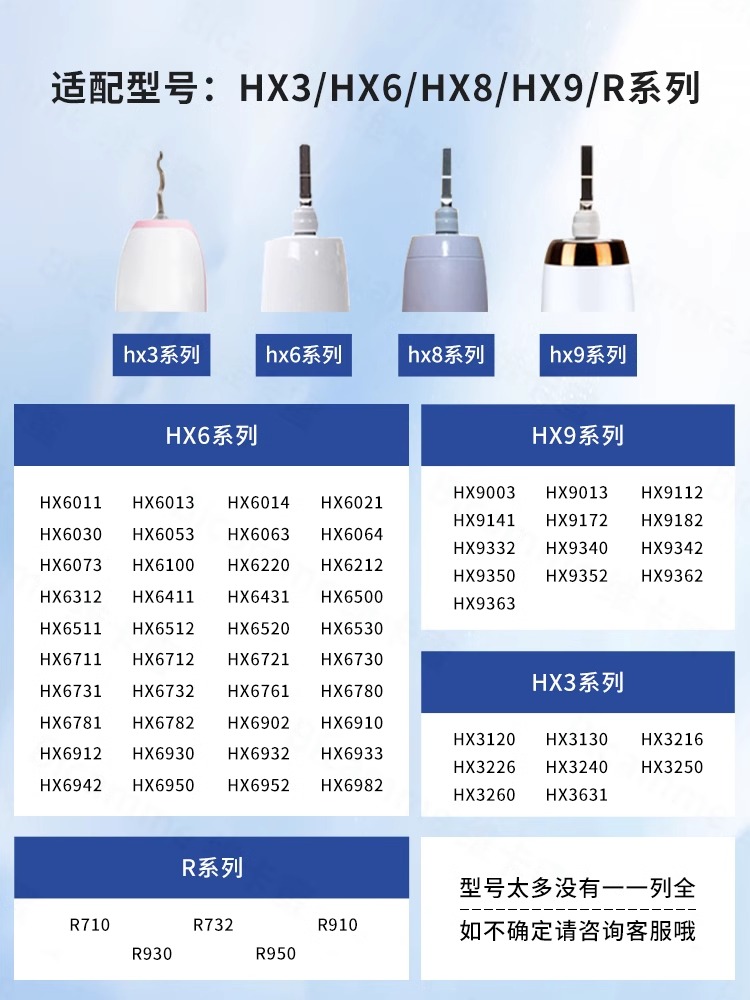 适配飞利浦电动牙刷头HX6730菲利普6761替换通用6011/6250 - 图0