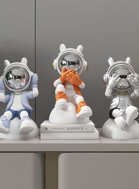 不听不看不说宇航员电视柜w酒柜桌面摆件高级感玄关太空装饰品