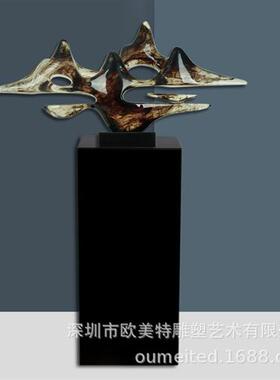 厂家尺寸可定制蒙古黑雕塑摆台样板房酒店大堂长方形圆柱大理石