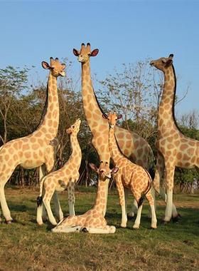 新户外大型仿真长颈鹿玻璃钢雕塑假动物模型园区景观草坪装饰摆件