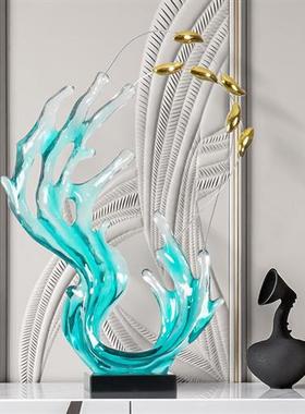 酒店售楼部透明假山树脂创意摆件玄关样板间别墅客厅办公室大雕塑