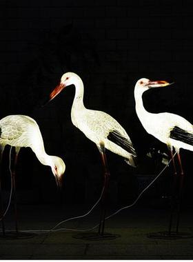仿真户外雕塑白鹤摆件玻璃钢水池塘白鹭装饰花园林鸟景观仙鹤模型