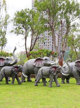 玻璃钢仿真大象骆驼河马雕塑户外园林景观大型动物摆件公园装饰品