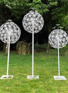 户外不锈钢镂空蒲公英雕塑园林景观售楼部草坪铁艺可发光植物摆件