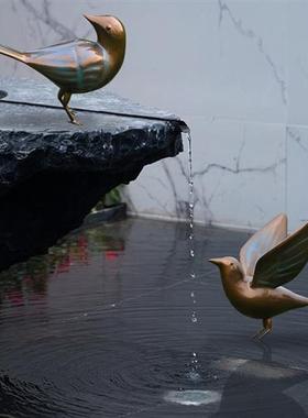 户外不锈钢仿铜小鸟鸽子雕塑售楼部庭院水池水景动物装饰美陈摆件