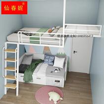 Apartment Loft Style Bed Duplex 2nd Floor Overhead Bed Iron Art Shop Barrier Storage Terrace Shelf Hanging Bed Iron Frame Bed