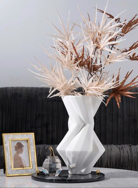 现代简约扭纹花器l样板房插花摆件家居客厅桌面售楼处软装饰品