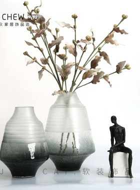 轻奢家居样板间书房书柜r办公室琉璃装饰摆件纯铜犀牛水晶玻璃摆