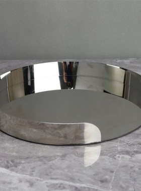 现代简约圆形不锈钢托盘样缺边托盘高尔夫球厨房T餐厅客厅桌面摆