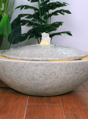 花园流水喷泉水景小品q庭院现代家居装饰假山招财石水钵摆件聚宝