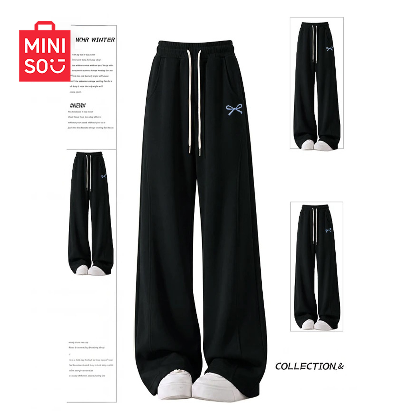 MINISO/名创优品运动裤子女2026新款秋冬季加绒藏青色卫裤休闲裤J 闲加实拍商品图