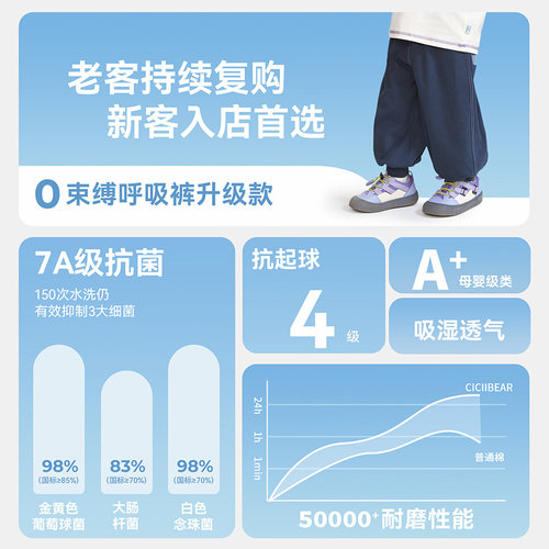 [0束缚云盾裤]齐齐熊男童卫裤春秋款宝宝运动弯刀裤儿童裤子春装 - 图3