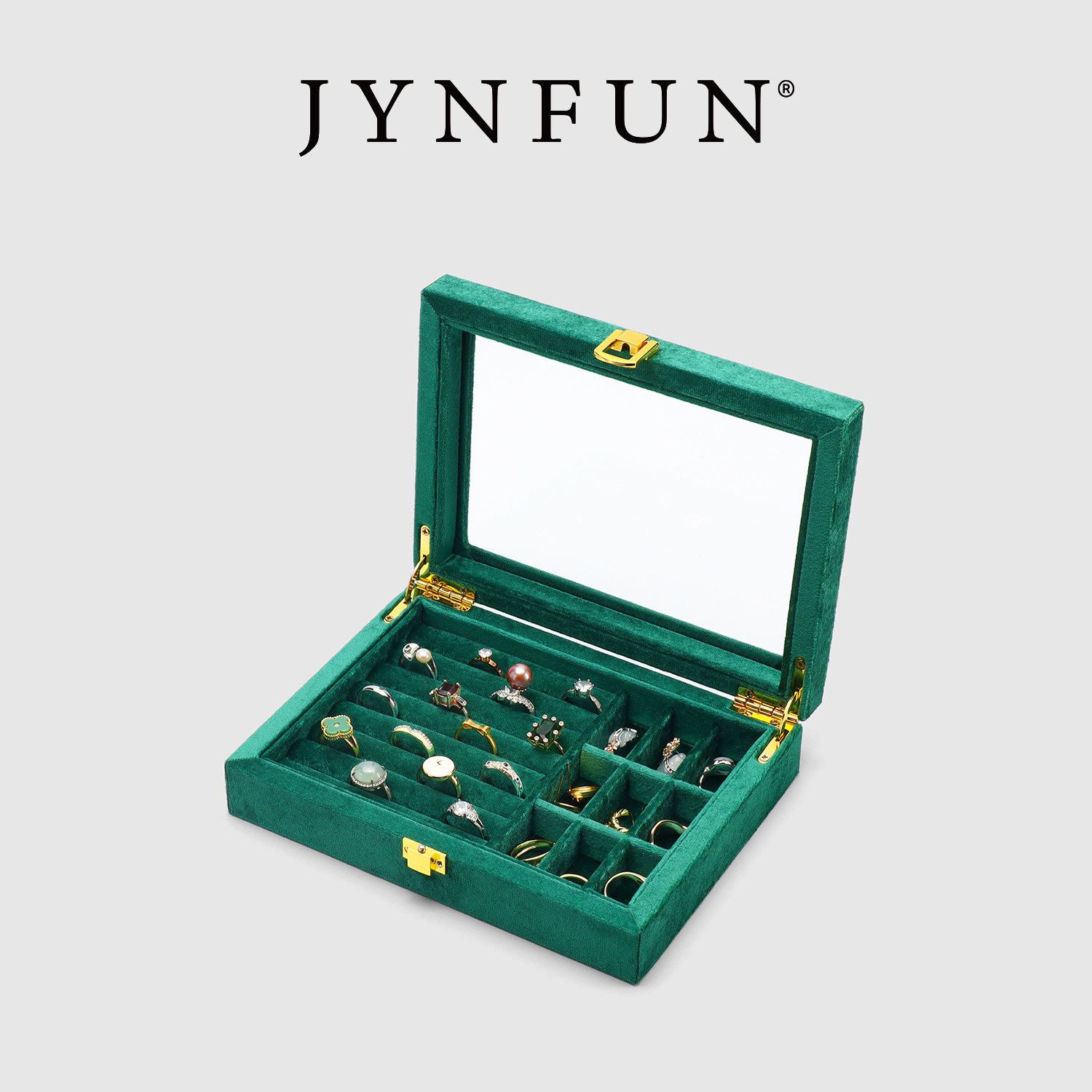 JYNFUN high-end jewelry box with transparent skylight